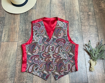 Vintage 90s Brocade Paisley Vest, Vintage  Paisley Vest, Vintage Paisley Brocade Vest, Fresh Prince of Bel Air Vest,Classic 90s Brocade Vest