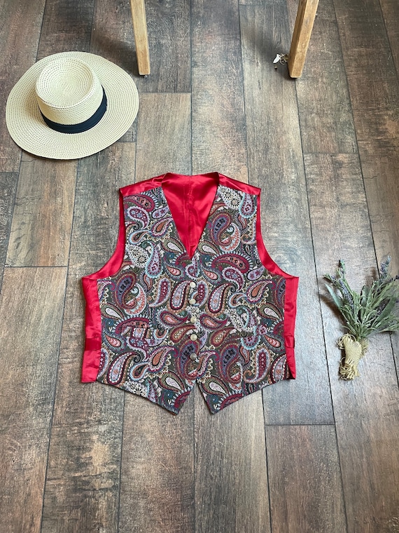 Vintage 90s Brocade Paisley Vest, Vintage  Paisley