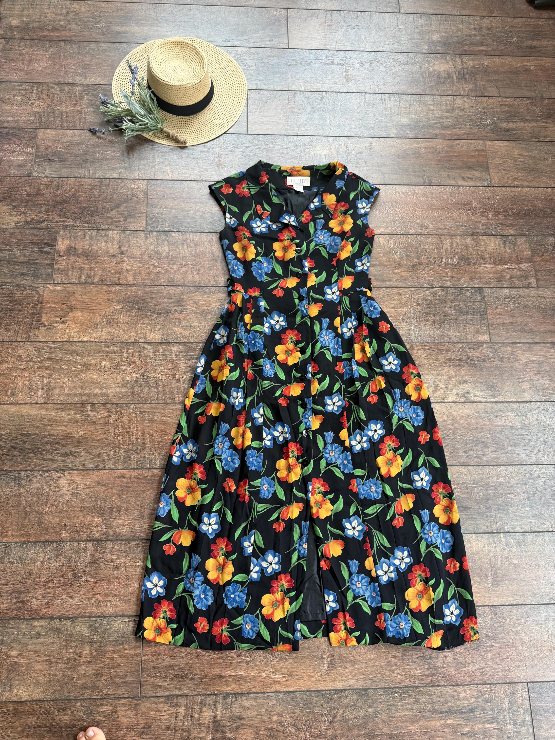 90s holiday dress 90s Long Romantic Cottage Floral Dress - Languid Floral Dress