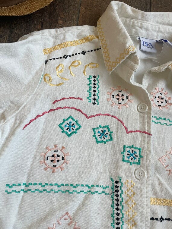 Vintage 90s Pastel Tribal Pastel Button up Shirt,… - image 7