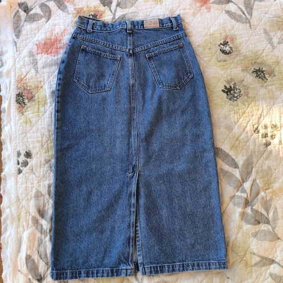 Vintage 90s High Waist Straight Jean Skirt, Vinta… - image 2