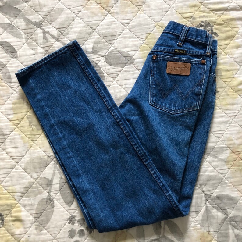 90s High Waist Blue Wrangler Jeans, Vintage 90s Straight Wrangler Jeans,vintage High Rise Blue Jeans,Vintage High Ride Wrangler Jeans Size 8 image 2