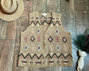 Vintage Boho Sweater Vest,Western Sweater Vest,Vintage Tribal Stripe Sweater Vest,Southwest Sweater Vest,90s Boho Hippie Sweater Vest