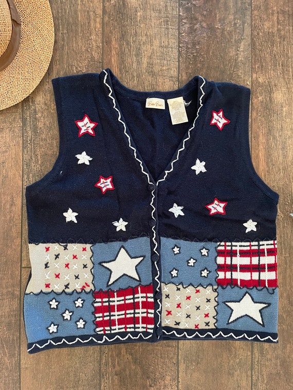 Vintage 90s Patriotic Sweater Vest, 90s Teacher S… - image 2