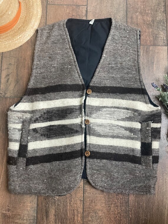 Vintage Southwest Wool Vest, Made in USA Boho Woo… - image 2