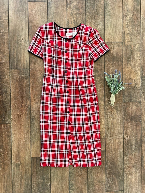 vintage plaid dress 90s Vintage 90's Madras Patchwork Plaid Dress