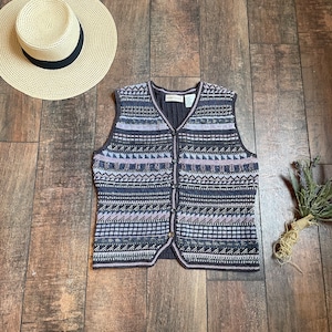 Vintage Fair Isle Sweater Vest, Vintage Sweater Vest, Canadian Sweater Vest, Classic V neck Button Down Sweater Vest, College Girl