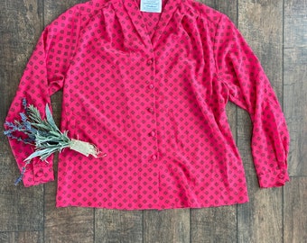 Pendleton vintage, blusa vintage de los años 90, blusa pendelton rosa oscuro, blusa vintage de los años 90, blusa vintage Grande / XL, Sofisticación country