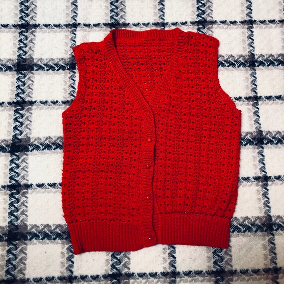 Vintage Red Knit Sweater Vest, Mona Lisa Smile, 40