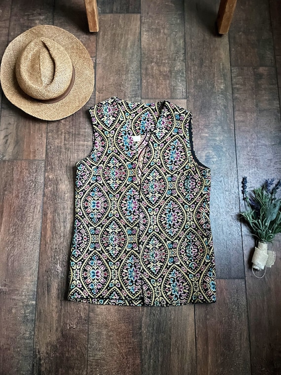 Vintage Jesse Spano Vest, 90s Floral Brocade Vest,