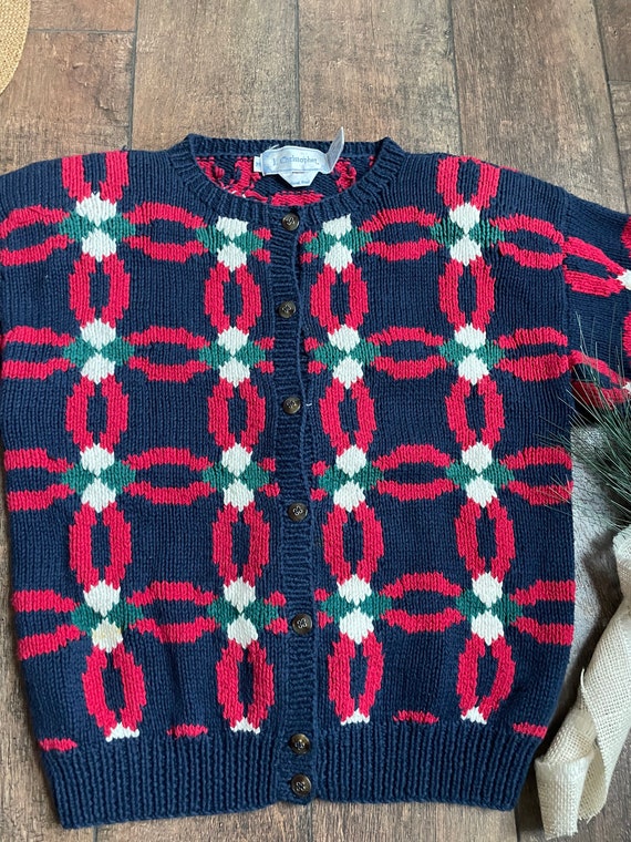 Vintage Christmas Cardigan, Celtic Knot Cardigan,… - image 2