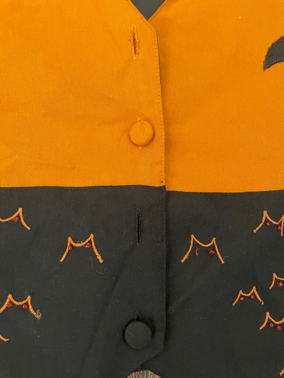 Vintage 90s Halloween Vest, Classy Bats Vest, Vin… - image 6