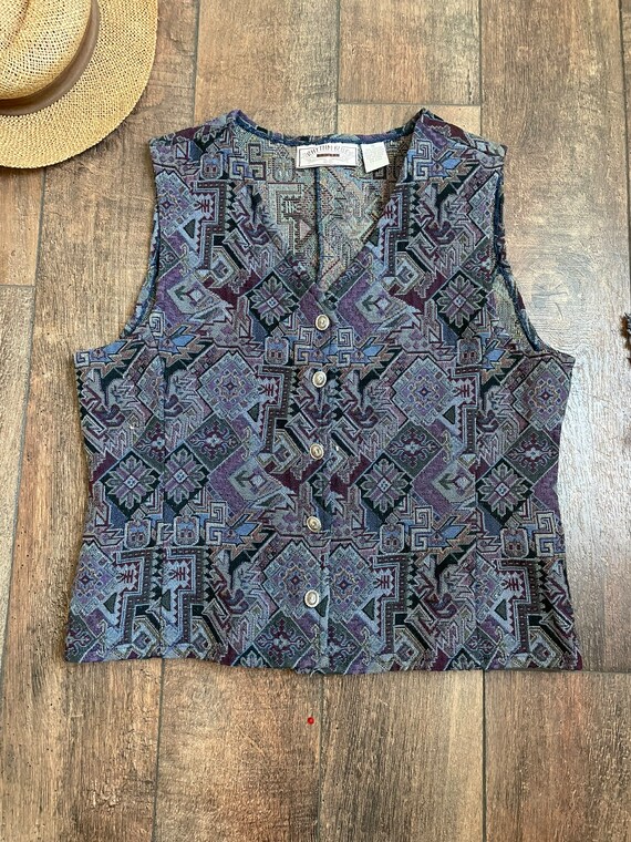 Vintage 90s Vest, 90s Brocade Vest, Vintage Broca… - image 2