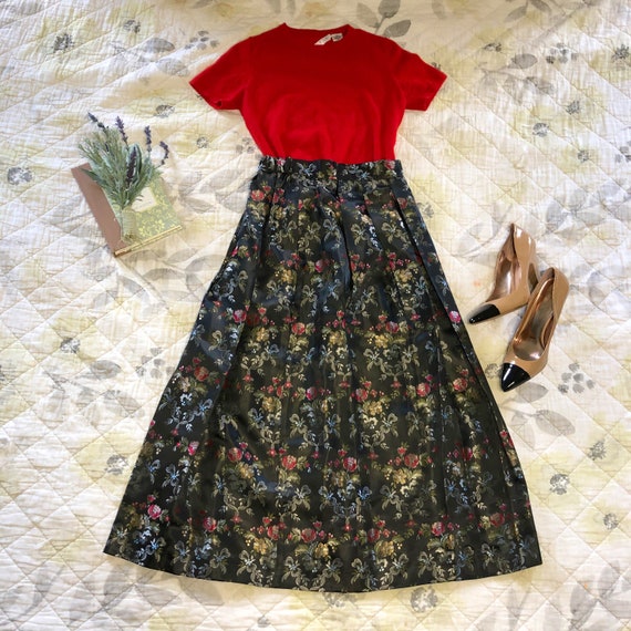 Vintage Floral Formal Midi Skirt, Vintage Susan Br