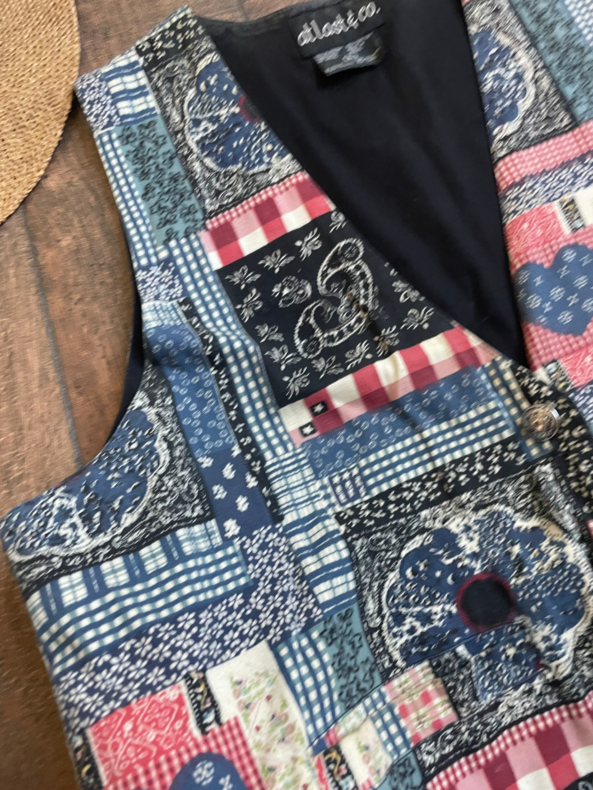 Vintage 90s Quilted Floral Patchwork Vest, 90s Floral Vest