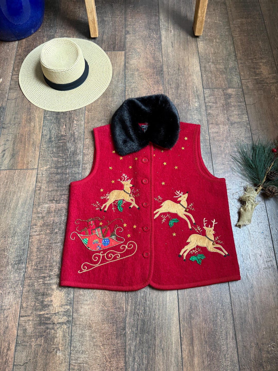 Vintage One of a kind Ugly Christmas Holiday Sweater Vest - Large