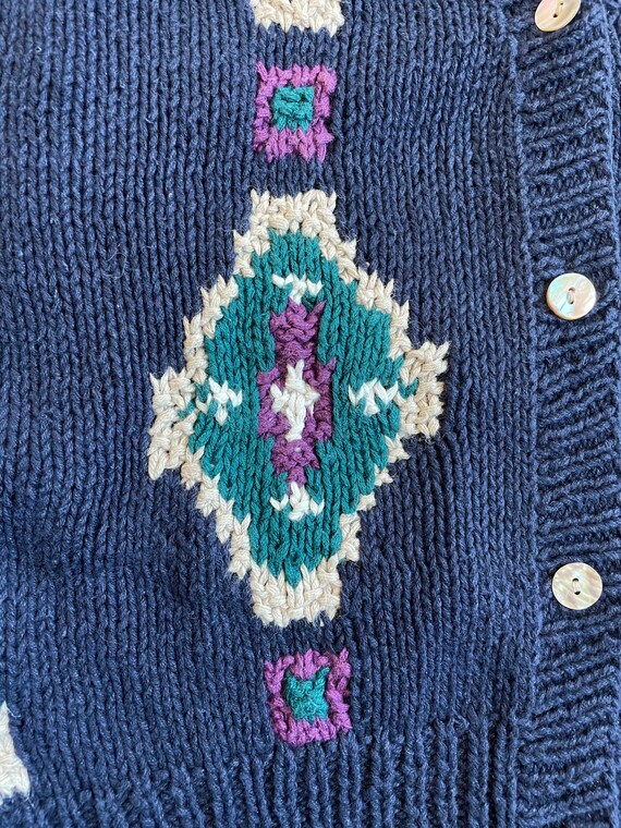 Vintage Quilt Diamond Cardigan, European Folk Car… - image 4