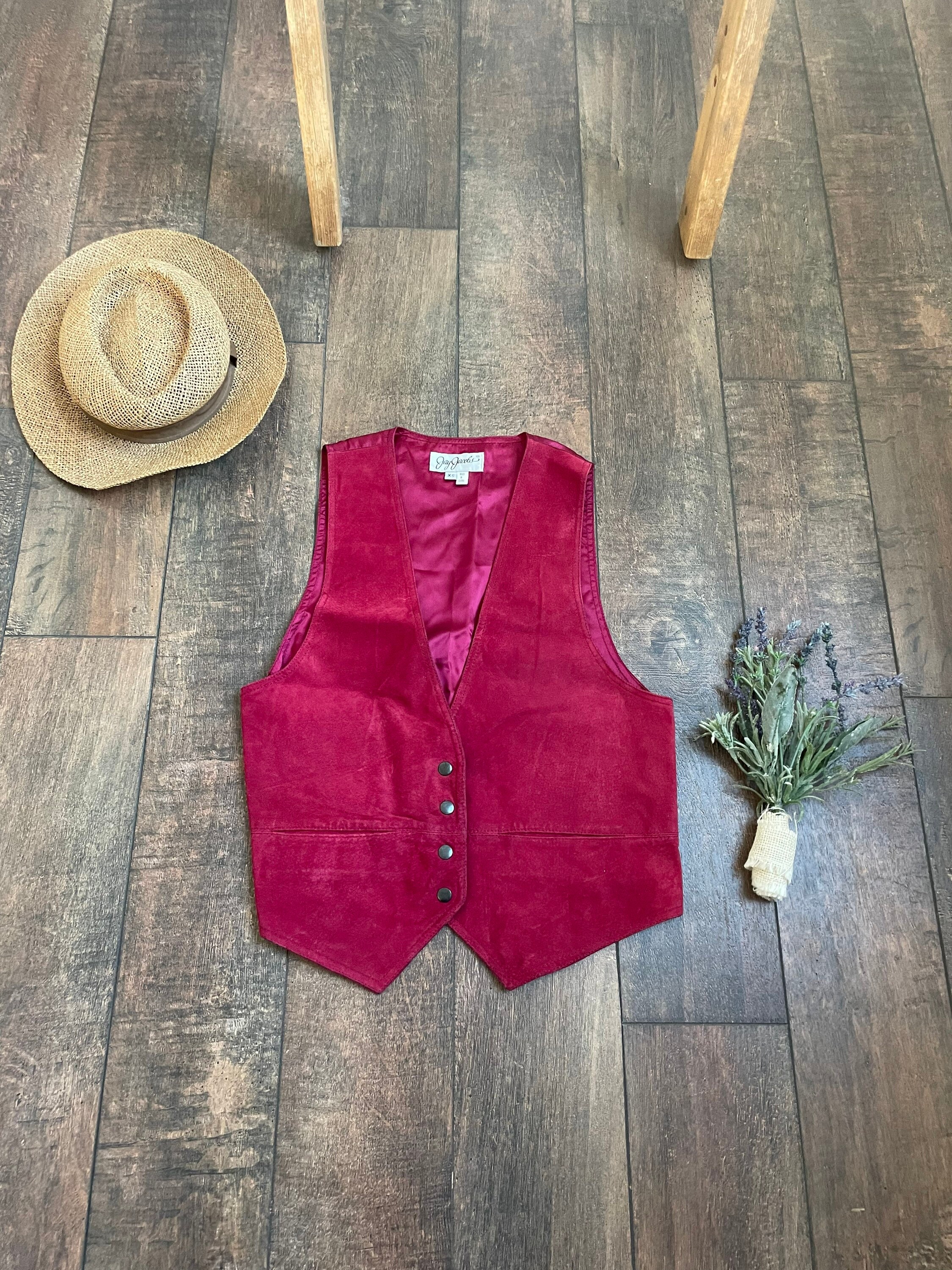 Red leather shop vest womens