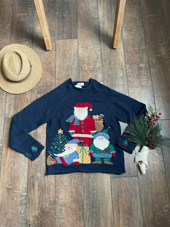 90s Santa Christmas Sweater, 90s Gnome Sweater, Ch