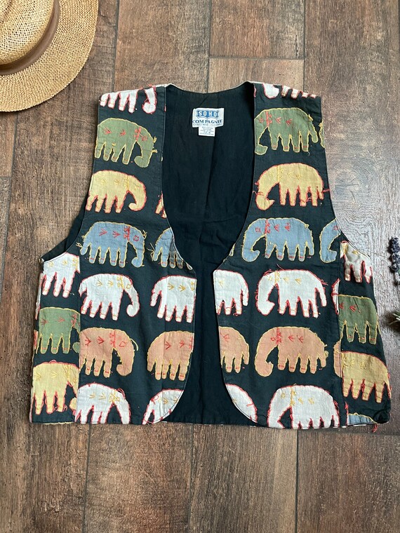 Vintage Asian Elephant Vest, Vintage Elephant Ves… - image 2