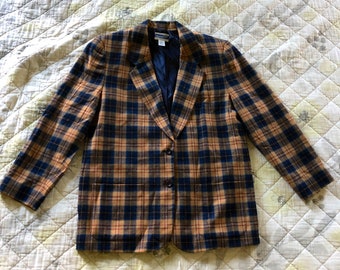 Vintage Pendleton Wool Plaid Jacket, Fall Plaid Jacket, Vintage Pendleton, Women’s Sport Coat, Clueless Blazer, Women’s Wool Plaid Jacket