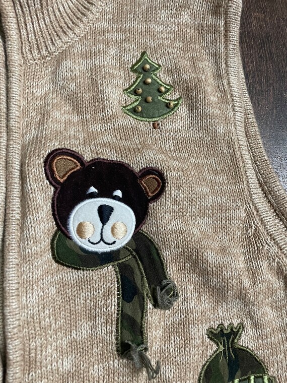 Vintage 90s Christmas Teddy Bear Sweater Vest,90s… - image 8