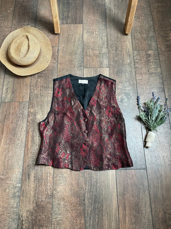 Vintage 90s Paisley Vest, Vintage  Paisley Vest, V