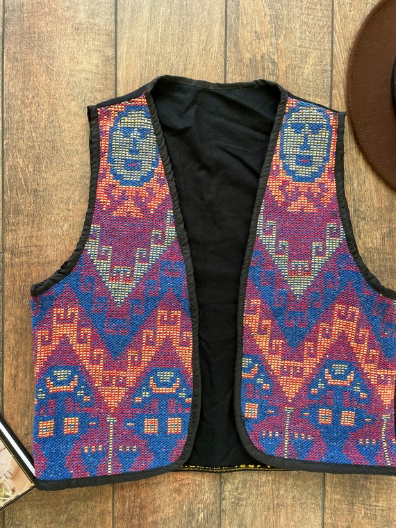 Vintage 90s Southwest Inspired Vest, 90s Tribal V… - image 2