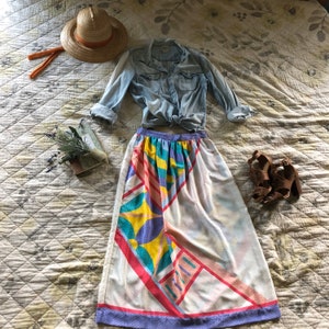 90s Geometric Bright Skirt, Saved By the Bell Skirt, 90s Deadstock, Vintage 90s Dead Stock Skirt, Jessica Ltd Skirt, Vintage 90s Midi Skirt