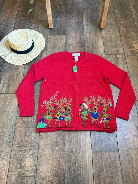 Christmas Cardigan,christmas Santa Cardigan,santa Reindeer