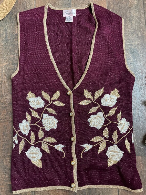 Vintage Button Up Sweater Vest, Vintage Embroider… - image 2