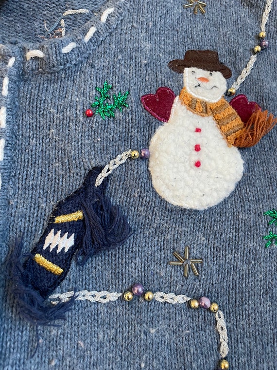 Vintage 90s Christmas Cardigan, Vintage Snowman C… - image 8