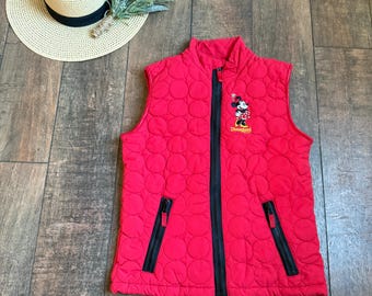 Y2K Minnie Mouse Puffer Vest - 2000s Minnie Vest - Disneyland Puffer Vest - Size XS