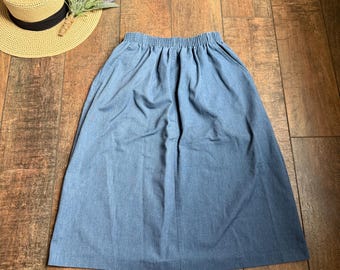 Vintage 90s Denim Maxi Skirt: High Waist Midi - XS Petite