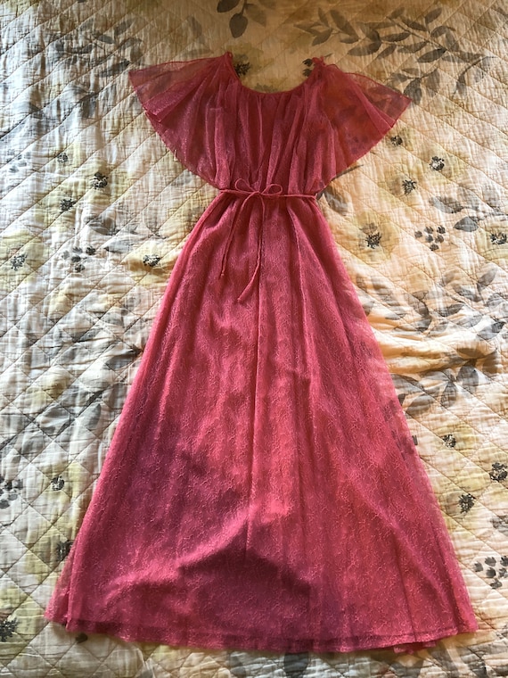 Vintage Lacy Pink Formal Dress, 60s/70s Vintage Pi