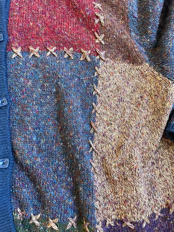 Vintage Quilt Cardigan, European Folk Cardigan, V… - image 7