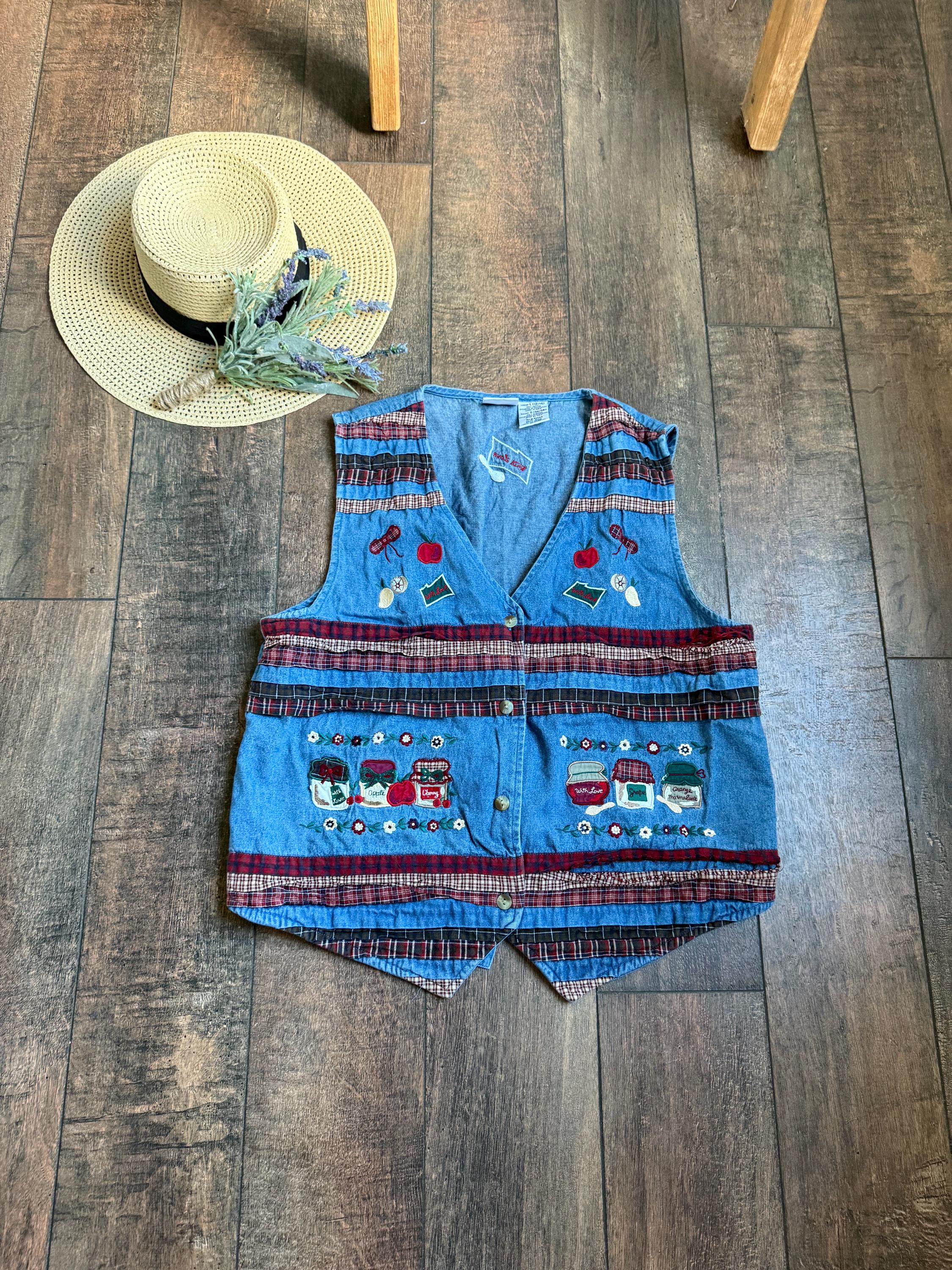 Vintage Back to School Vest, 90s Apple Vest, Vintage Teacher Vest
