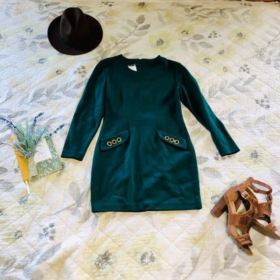 Vintage 90s Hunter Green Mini Dress, Clueless Cher Dress, 90s Mini Dress, Fresh Prince Hillary Dress, 90s Rich Girl Dress, 90s Sweater Dress