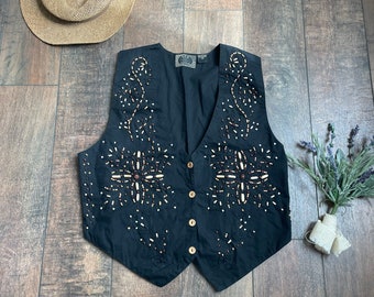 90s Vintage Beaded Vest, Vintage 90s Dress Vest, Beaded 90s Vest, Jesse Spano Vest, 90s Fashion Vest, Fancy 90s Vest,90s Prom Vest,90s Party