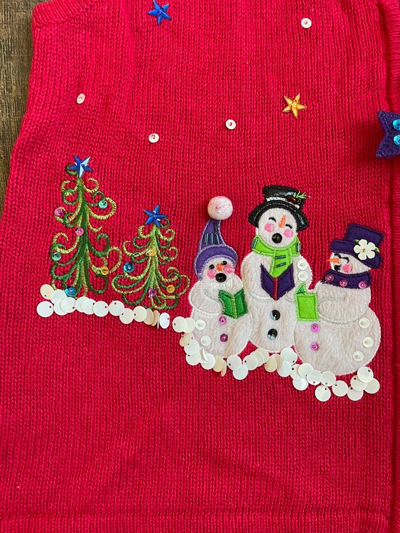 Christmas Snowman Sweater Vest, Vintage 90s Cute … - image 7