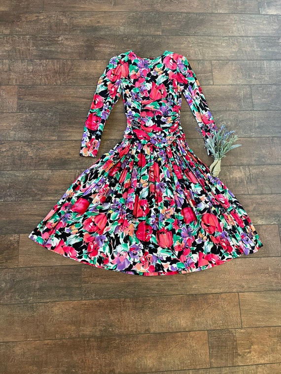 Vintage 90s 40s Style Romantic Floral Dress, Perf… - image 1