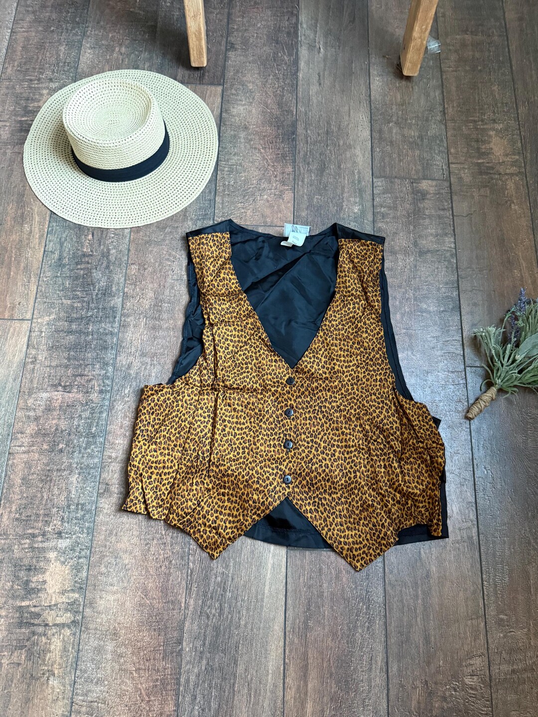 Vintage Leopard Print Vest, 90s Leopard Print Vest, Animal Print