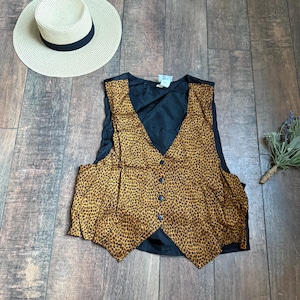 Vintage  Leopard Print Vest, 90s Leopard Print Vest, Animal Print Vest, Vintage Vest, Classic 90s  Vest, Vintage Chetah Print Vest, LARGE