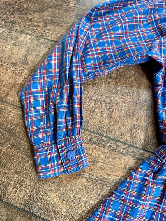 50s Plaid Full Skirt collared dress, 50s full len… - image 5