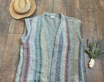 Vintage 90s Hippie Woven Sweater Vest, 90s Vintage Woven Sweater Vest, Boho Sweater Vest, Vintage Boho Sweater Vest, Liza Bernard Vest