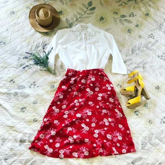 90s Vintage Lace Collar Blouse, Vintage High Neck