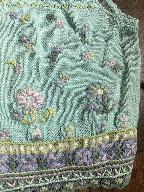 Vintage Spring Sweater Vest, Vintage Embroidered … - image 10