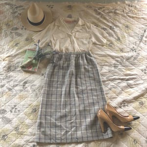 Vintage Plaid Wool Pencil Skirt, Vintage 90s Wool Pencil Skirt,Vintage Boston Prestige Long Pencil Skirt, Vintage Wool Pencil Skirt, Size 14