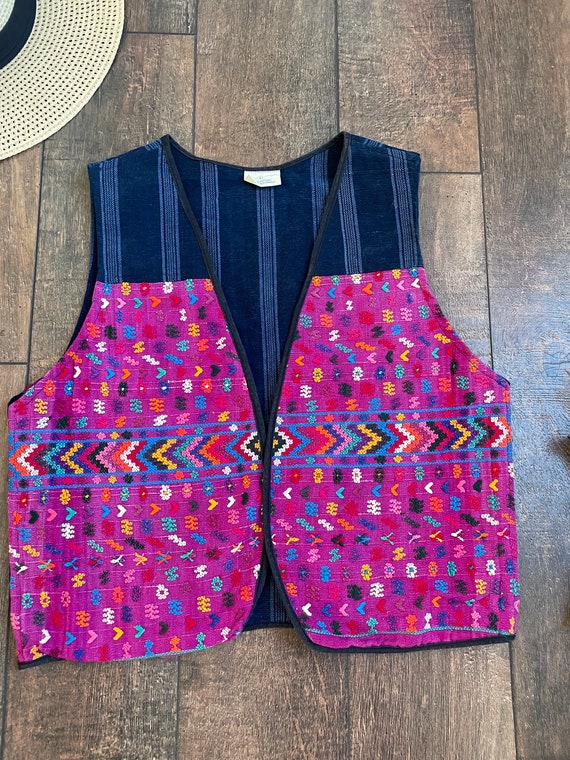 90s Guatemalan Vest, Vintage Bright Woven Vest, 9… - image 2