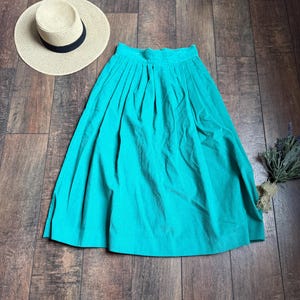 Vintage 90s Corduroy Skirt, 90s Turquoise Corduroy Skirt, 90s Corduroy, 90s Long Corduroy Skirt, 90s Skater Skirt, Long Corduroy Skirt,Size8